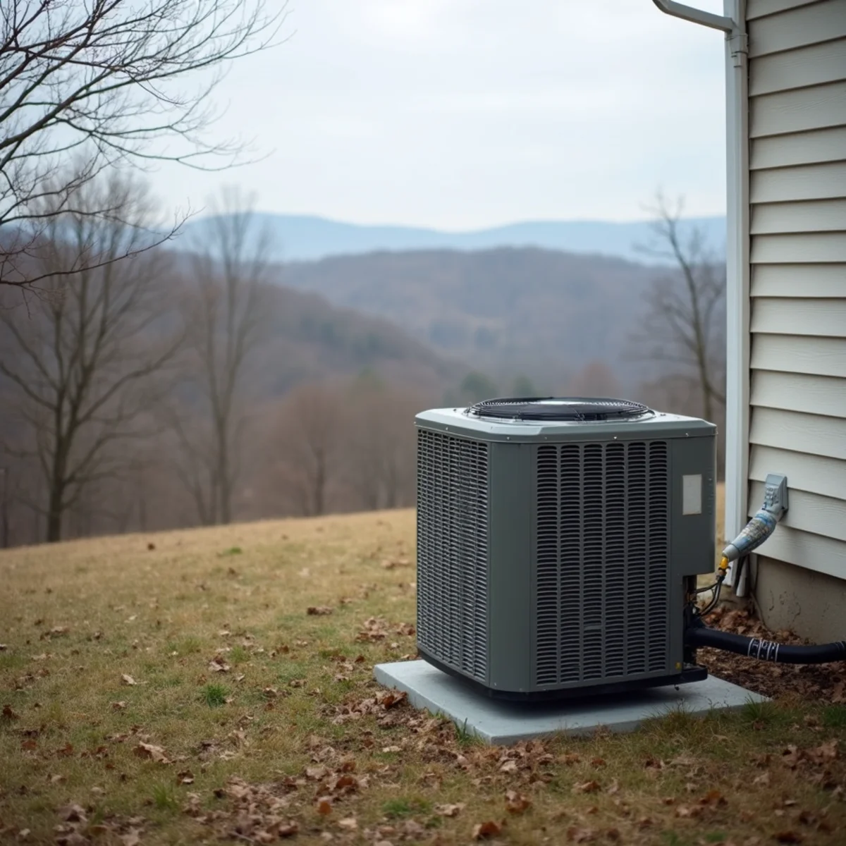 All-electric rural home near Russell Springs, KY with a heat pump outdoor unit